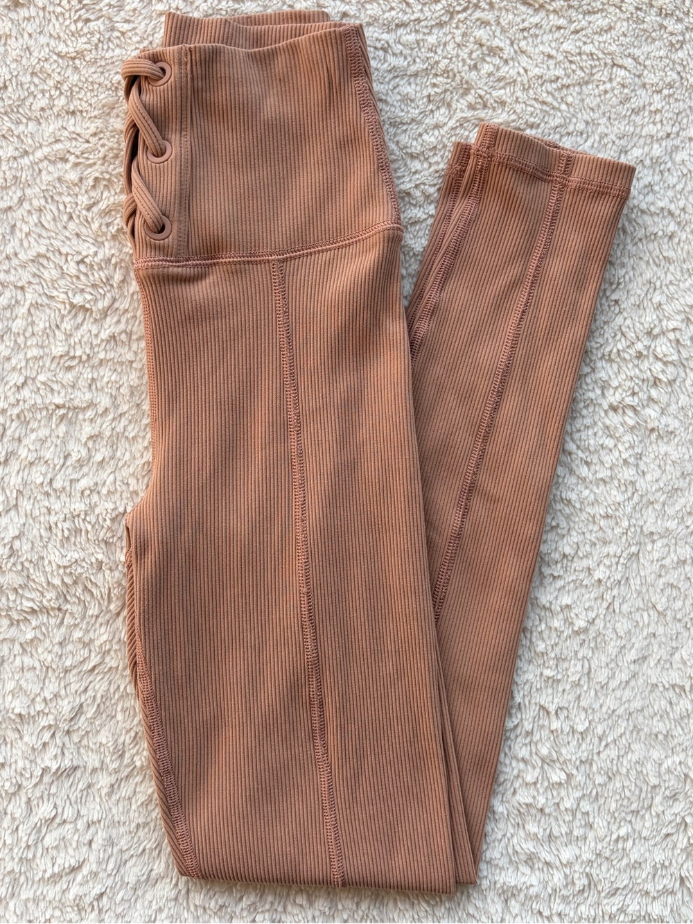 aerie Ribbed High-Waist Leggings in Rust Brown